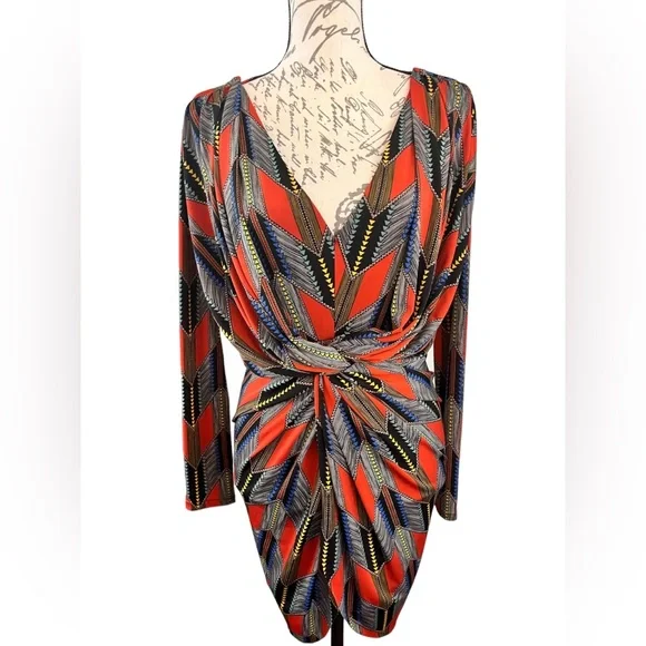 T-Bags Los Angeles Long Sleeve Knot Dress Bodycon Mini Size Small EUC Revolve - Picture 5 of 16